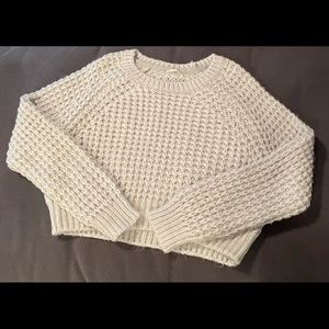 Chunky Waffle Knit Crew Neck Sweater